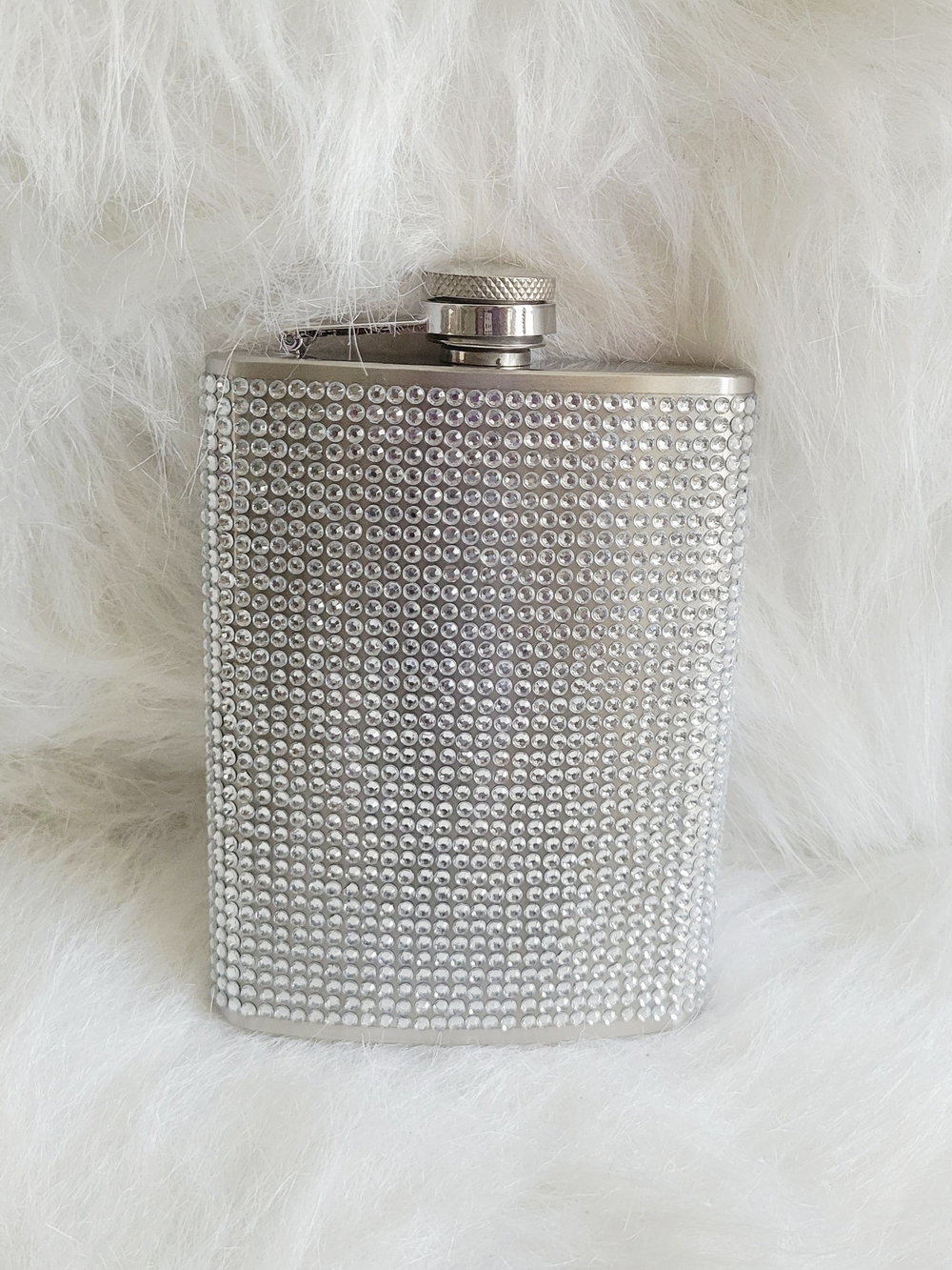 Silver Crystal-Studded 8oz Hip Flask
